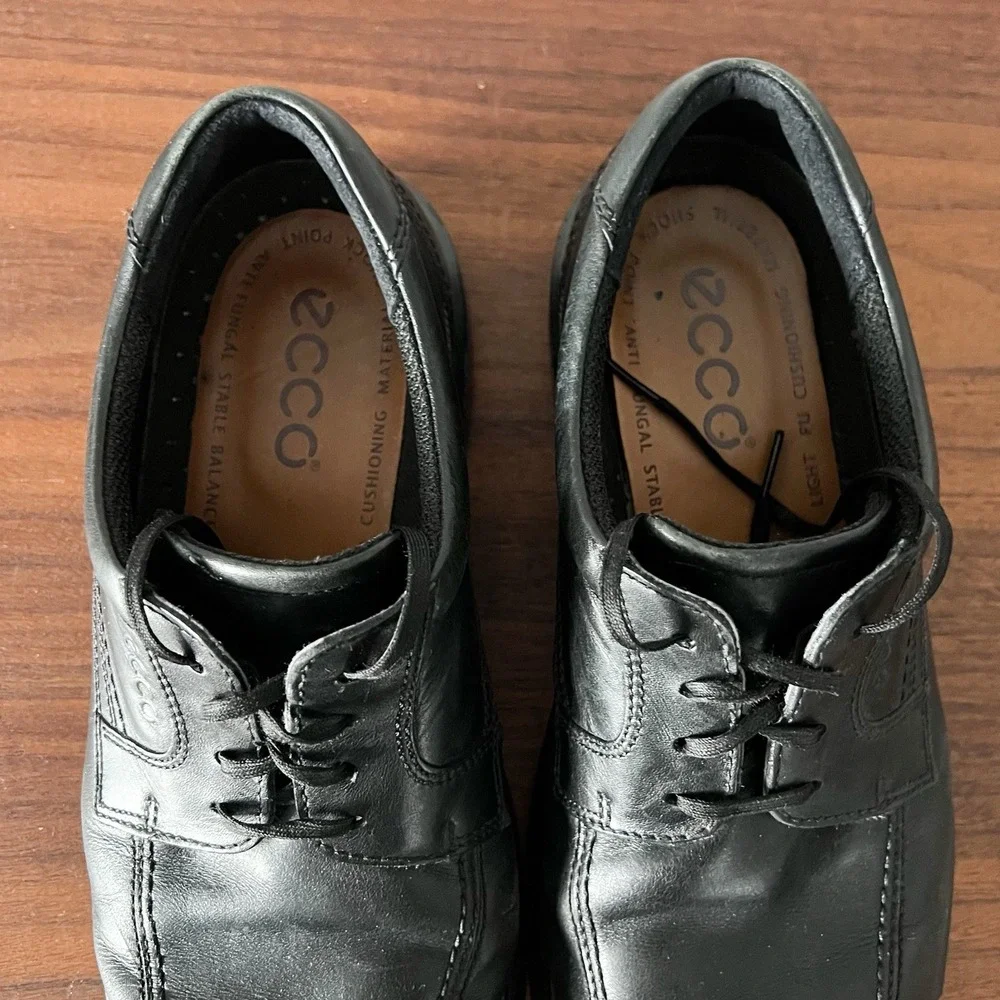 ECCO Leather Oxford Dress Shoes Black Comfort Men's Size 44